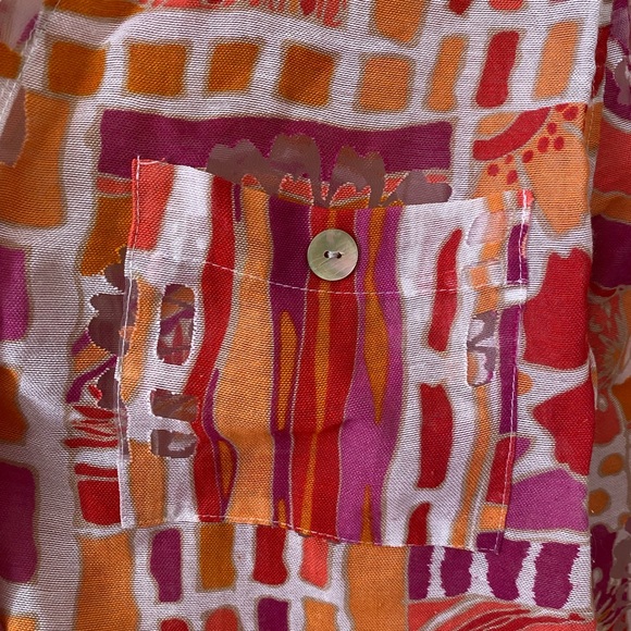 Sapphire Star Women’s Pink Orange Sheer Blouse SZ 14 - Picture 2 of 6